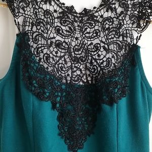 *3 FOR $15* Teal Peplum Black Lace Top Sexy Goth